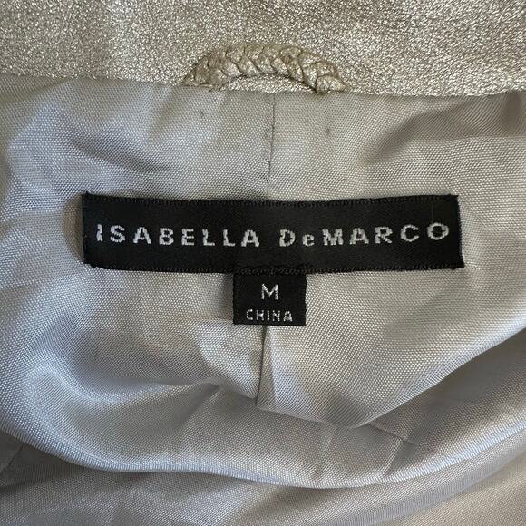 Isabella DeMarco Metallic Silver Genuine Leather Blazer Jacket Size M - Picture 2 of 10